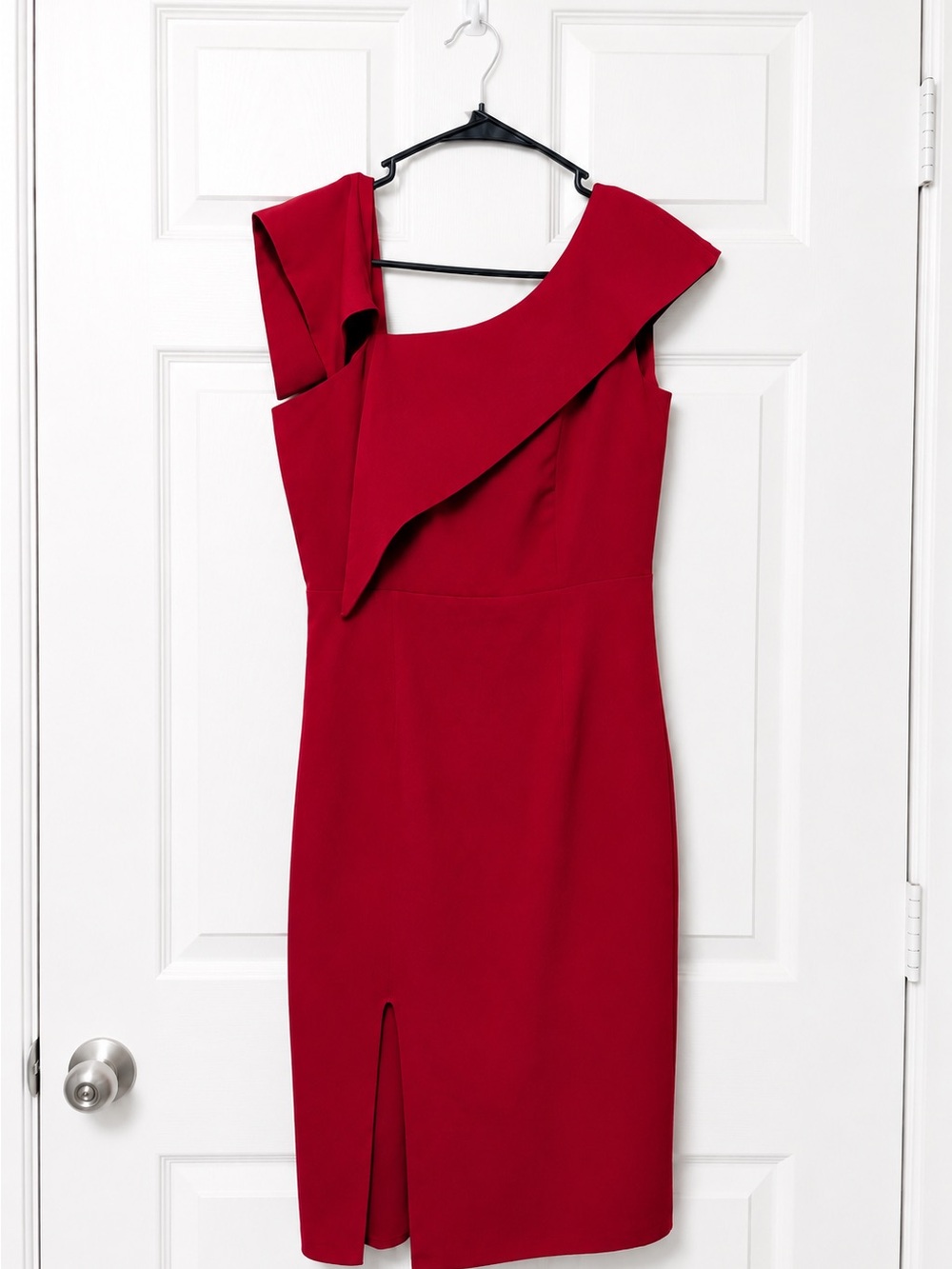 METISU Red Ruffle One Shoulder Midi Dress S